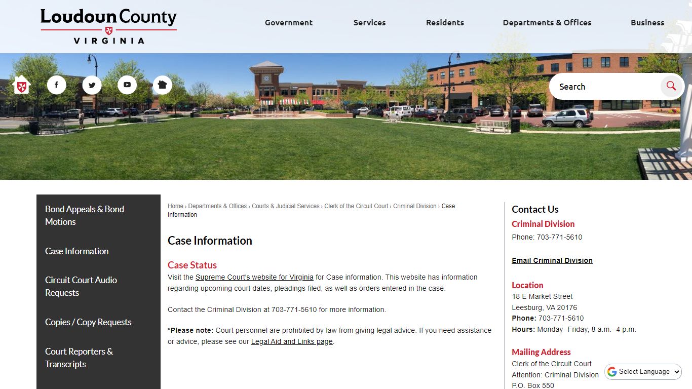 Case Information | Loudoun County, VA - Official Website