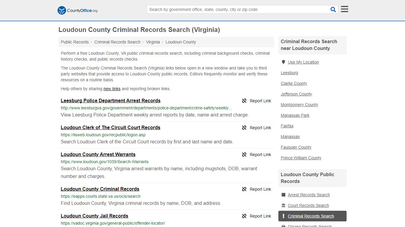 Criminal Records Search - Loudoun County, VA (Arrests ...